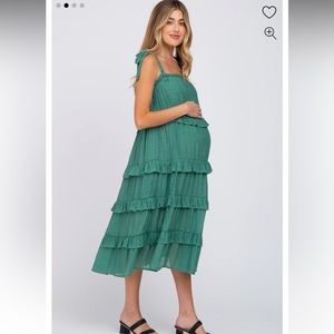 Green Ruffle Tiered Midi Dress from PinkBlush